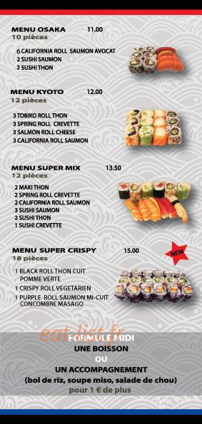 Carte et menu de Hattori Sushi à Château-Gontier-sur-Mayenne  — Les menus