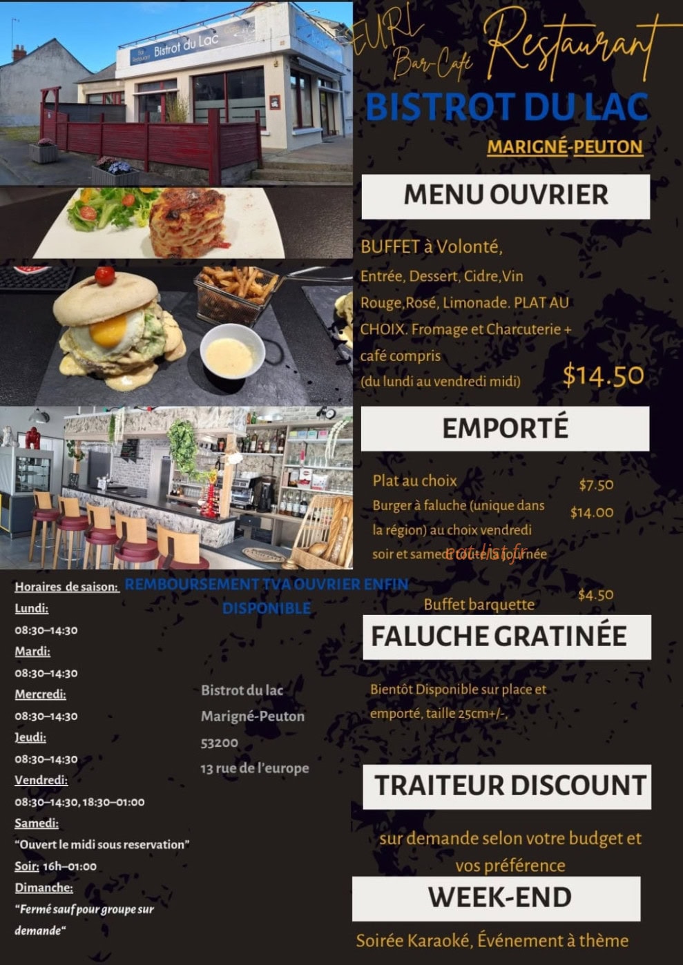 Bistrot Du Lac — carte page 1