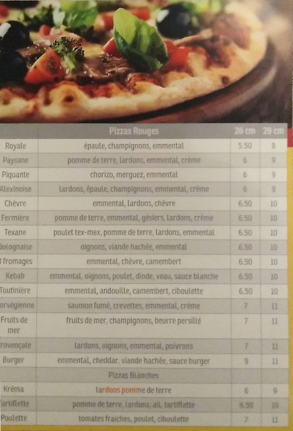 Brais'pizza — carte page 1