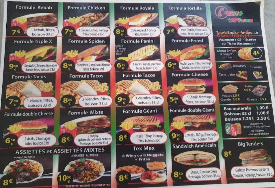Bip Burger — carte page 1