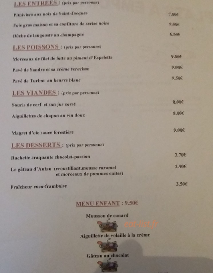 Restaurant de l'erve — carte page 7