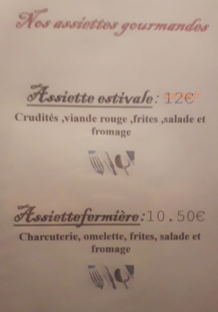 Restaurant de l'erve — carte page 1