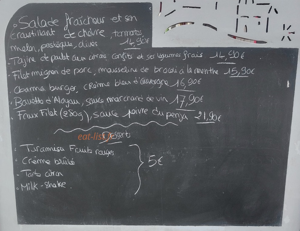 Le bistrot — carte page 1