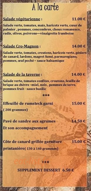 La Taverne des Grottes — carte page 1