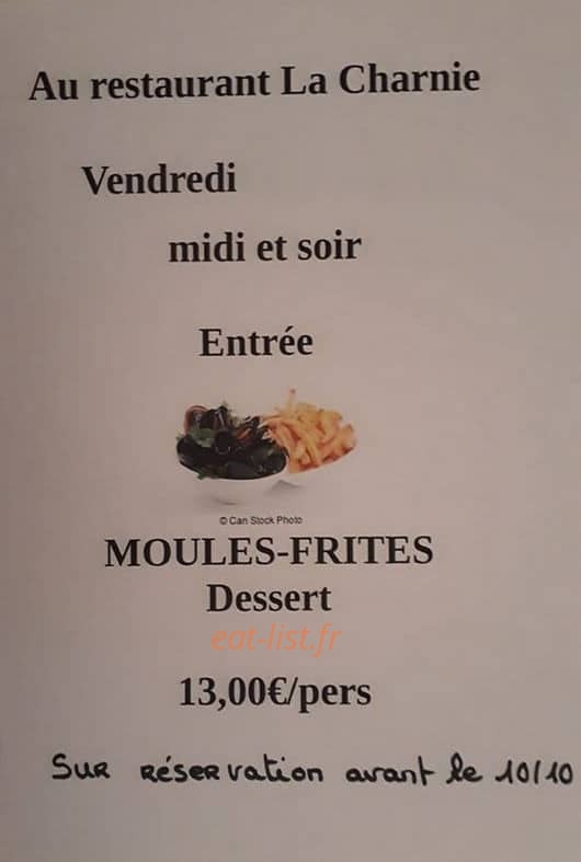 Carte et menu de La charnie à Torce Viviers en Charnie — Un exemple de menu du jour