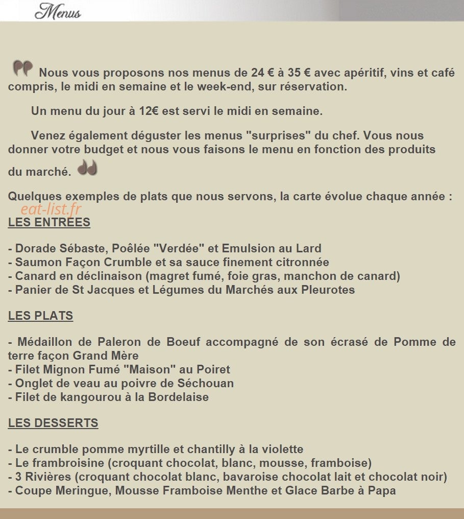 La Gourmandise — carte page 1