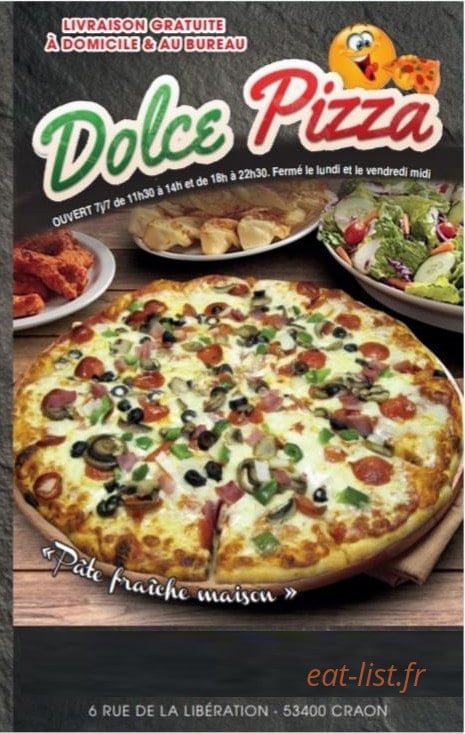 Dolce pizza — carte page 1