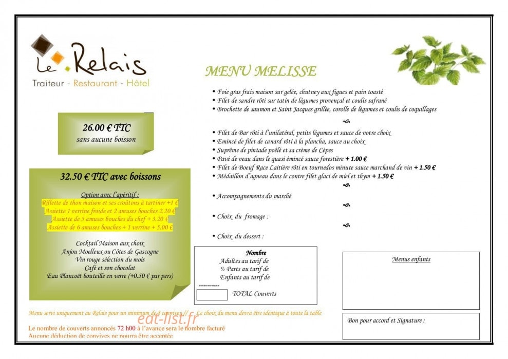 Le Relais — carte page 22