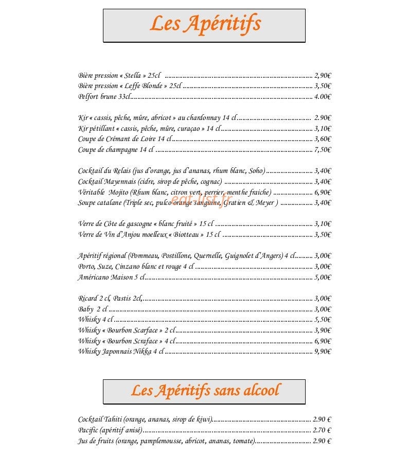 Le Relais — carte page 9