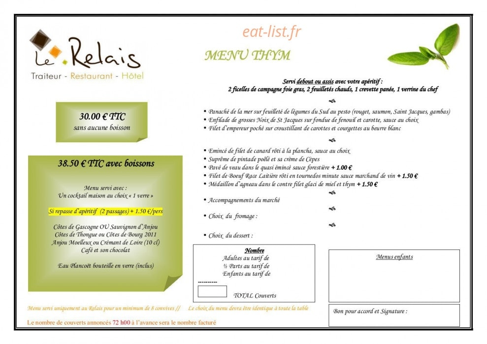 Le Relais — carte page 24