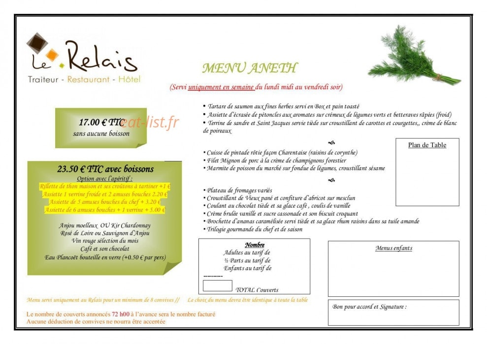 Le Relais — carte page 19