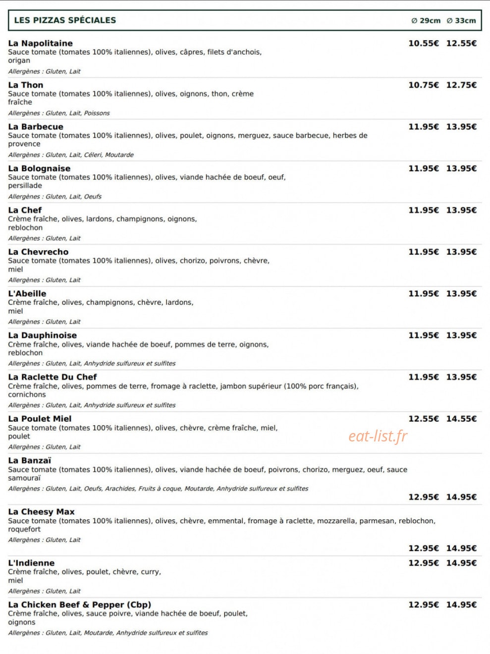 Le Kiosque à Pizzas — carte page 3
