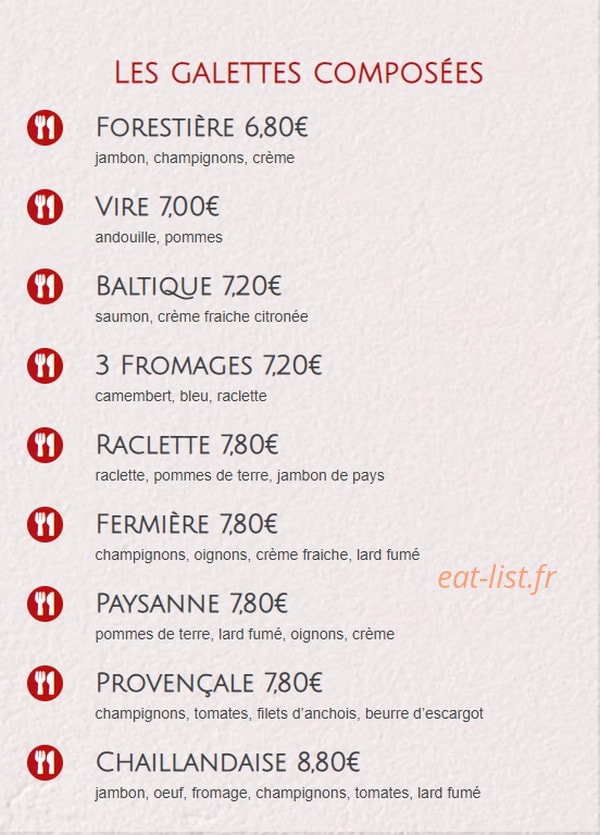 Crêperie Des Forges — carte page 3