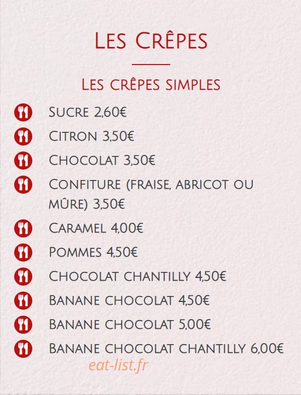 Crêperie Des Forges — carte page 2