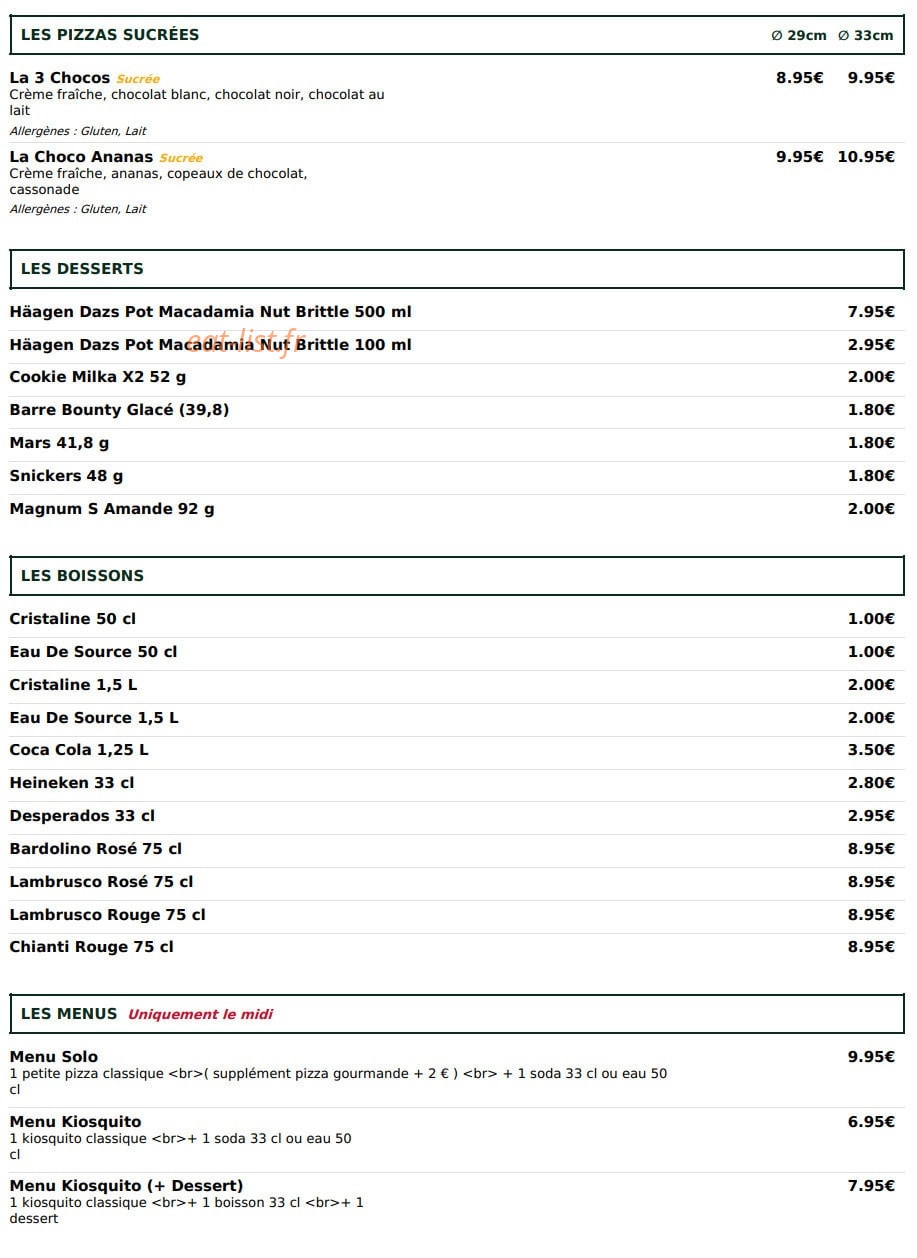 Le Kiosque à Pizzas — carte page 5