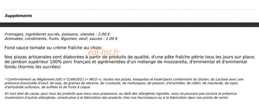 Le Kiosque à Pizzas — carte page 6