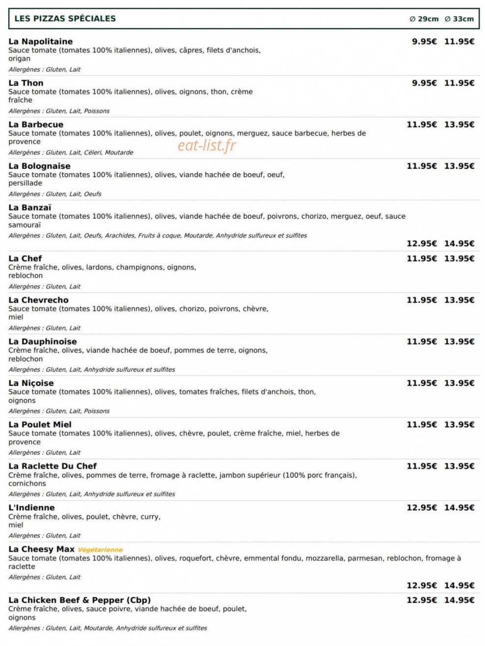 Le Kiosque à Pizzas — carte page 3
