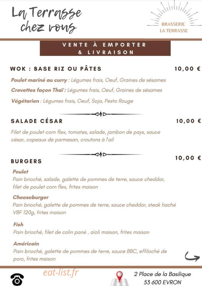 Brasserie La Terrasse — carte page 1