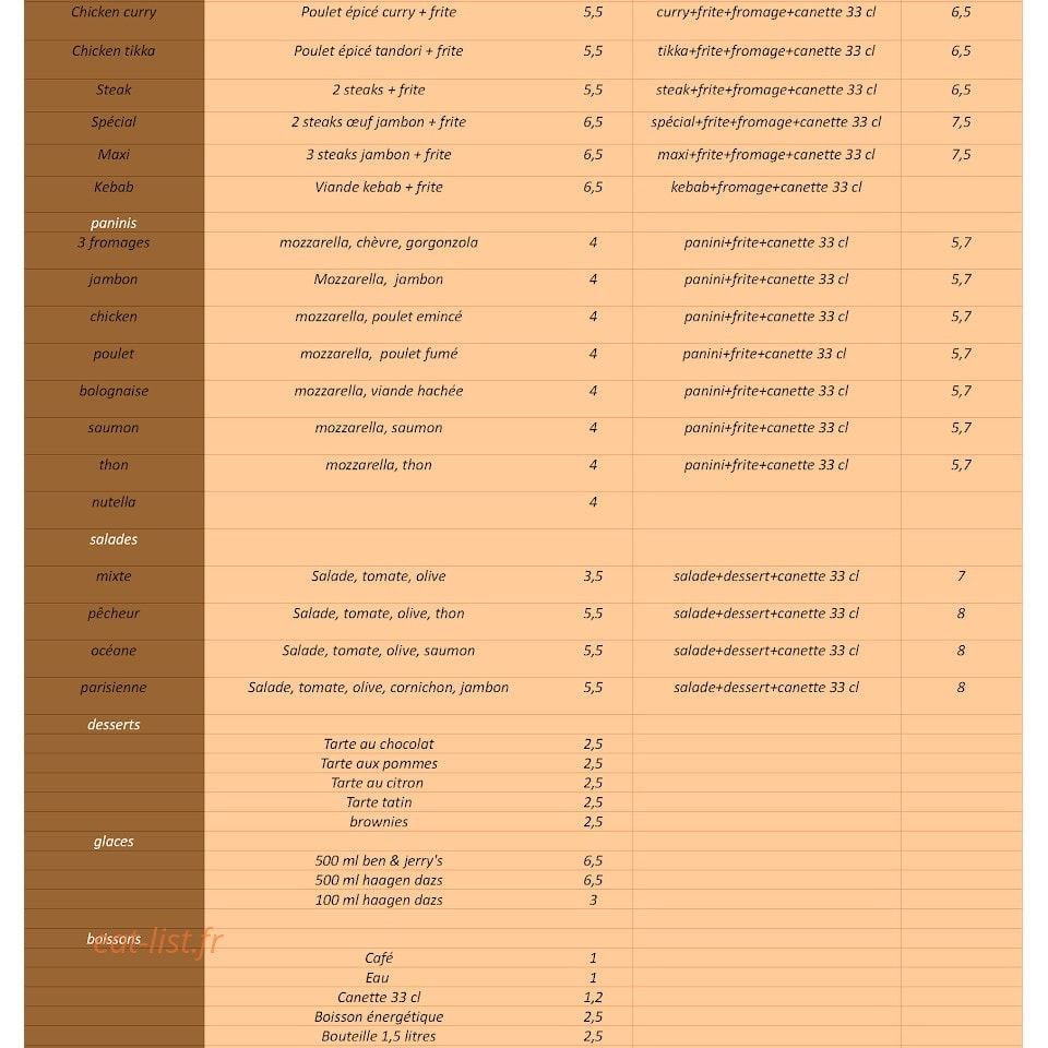 Evron Pizza — carte page 2