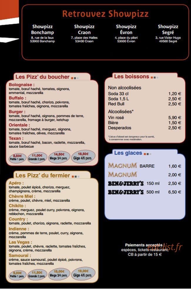 Show Pizz — carte page 2