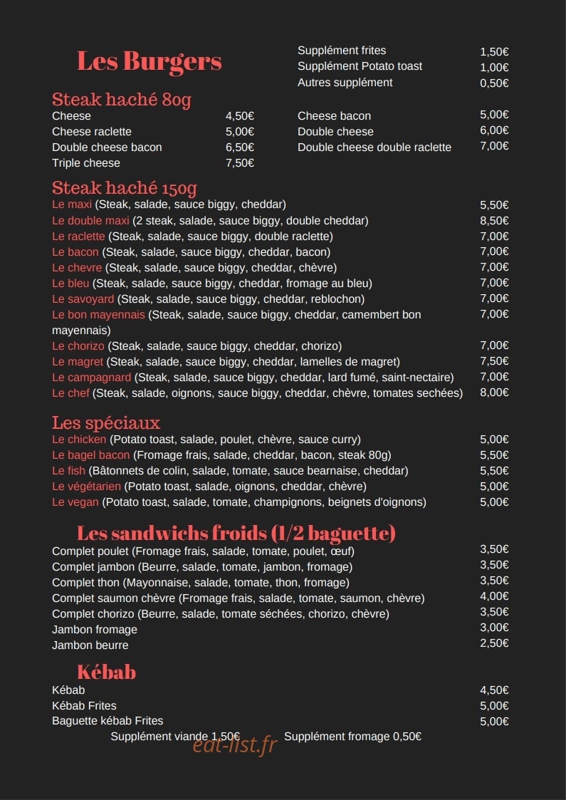 La Pause Gourmande — carte page 1
