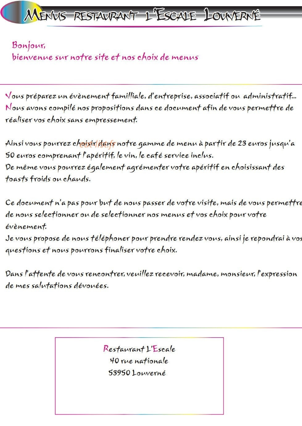 L'Escale — carte page 1