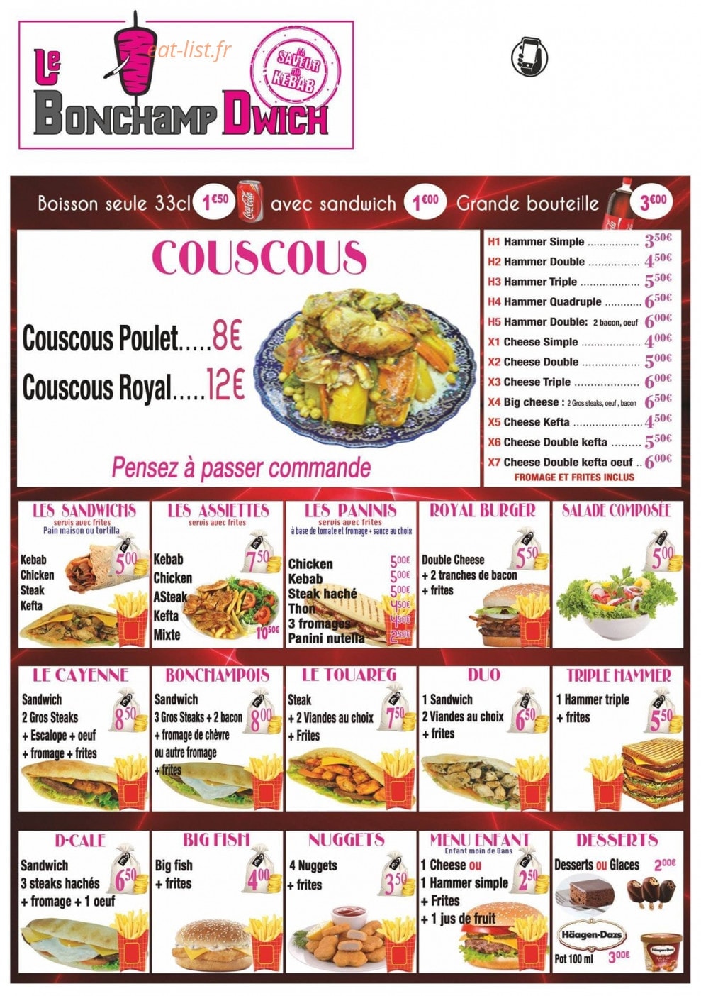 Le Bonchamp Dwich — carte page 1