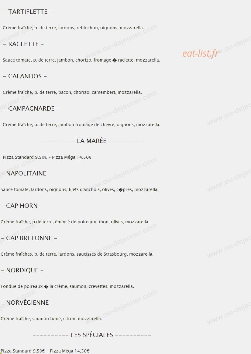 Point Pizza — carte page 2
