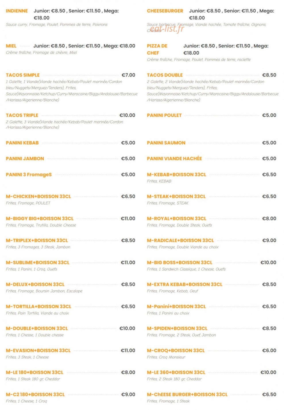 Square Pizz — carte page 2