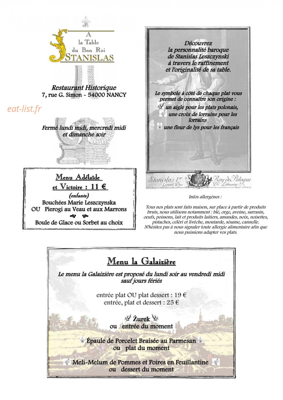 A la Table du Bon Roi Stanislas — carte page 8