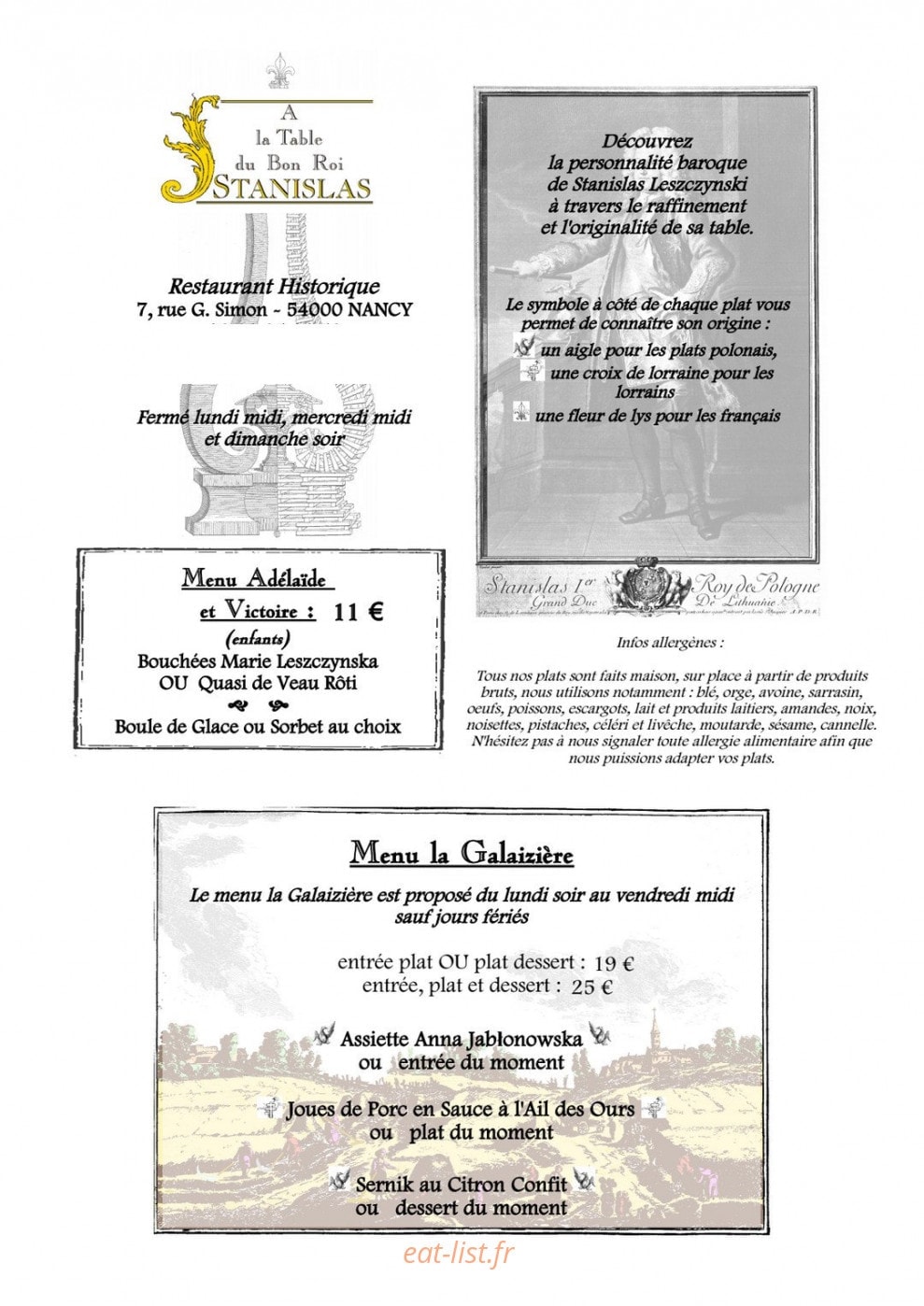 A la Table du Bon Roi Stanislas — carte page 2