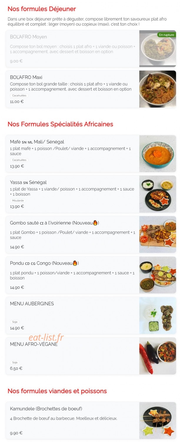Afrotaste — carte page 1