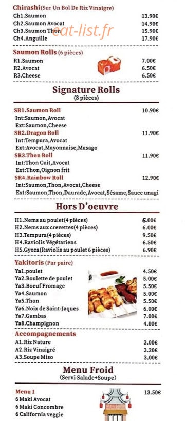 Akoya Sushi — carte page 3