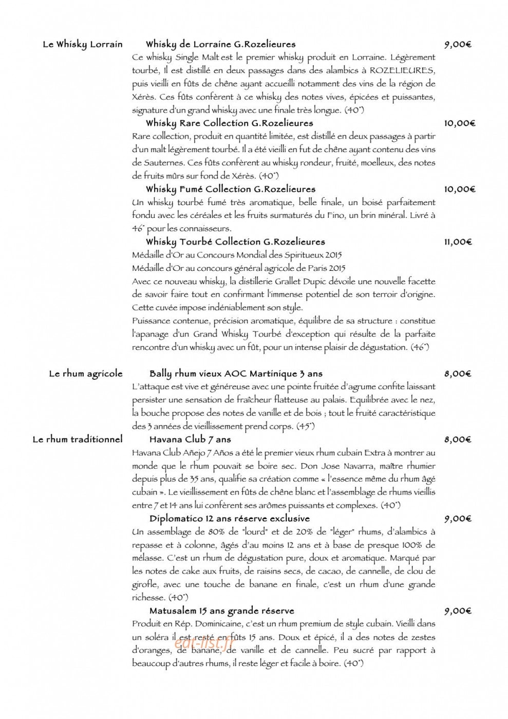 Au Bistronome — carte page 3