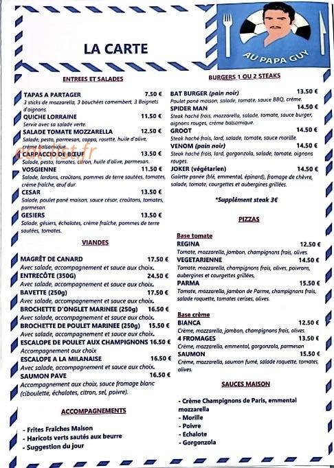 Au Papa Guy — carte page 1