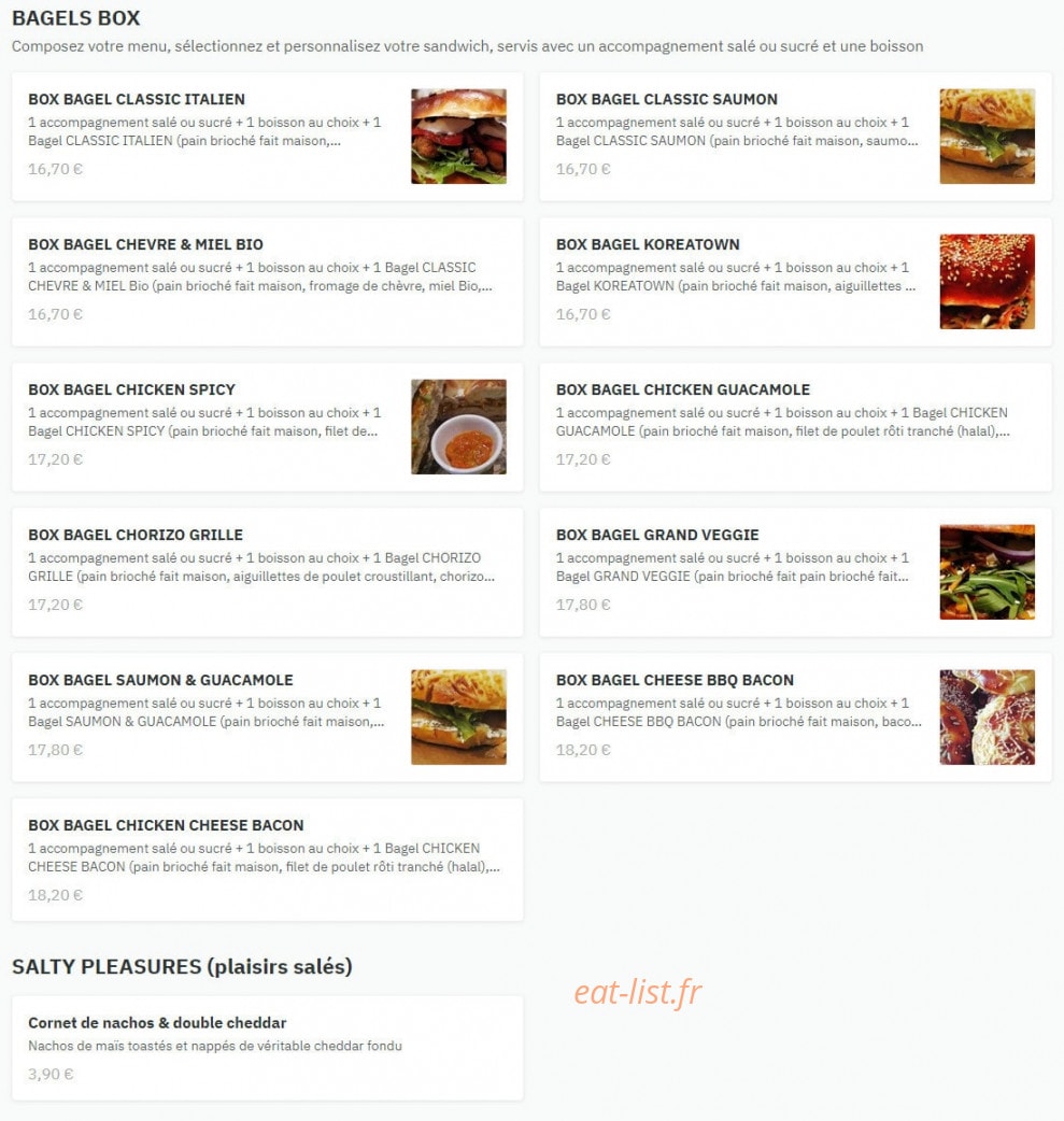 Bagel & Salsa — carte page 1