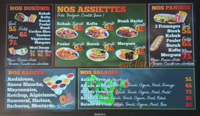 Beauregard Kebab — carte page 1