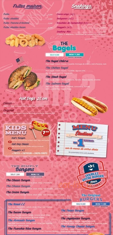 Bill’s Diner — carte page 1