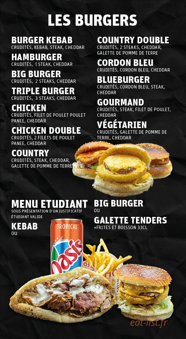 Burger Kebab — carte page 1