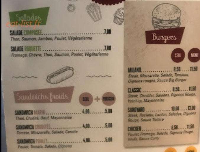 Burger Pasta — carte page 1