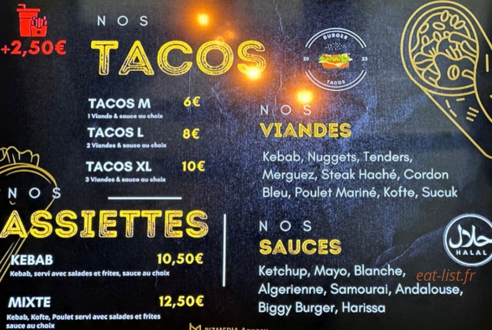 Burger Tacos — carte page 2