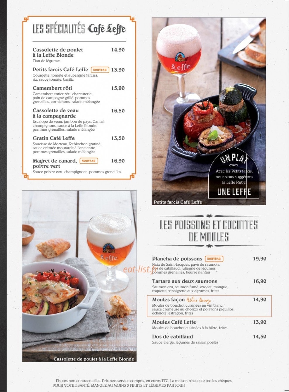 Café Leffe — carte page 9