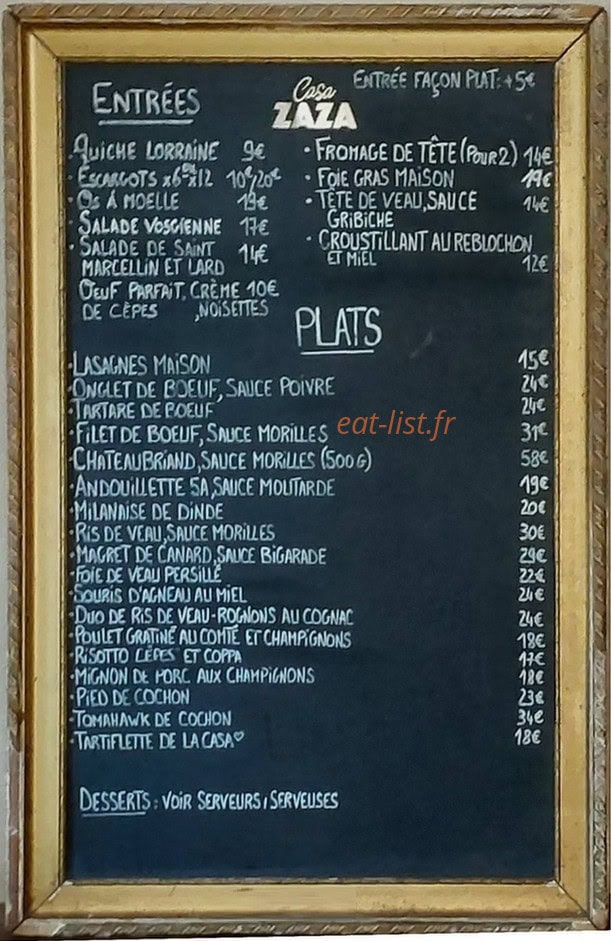 Casa Zaza — carte page 1