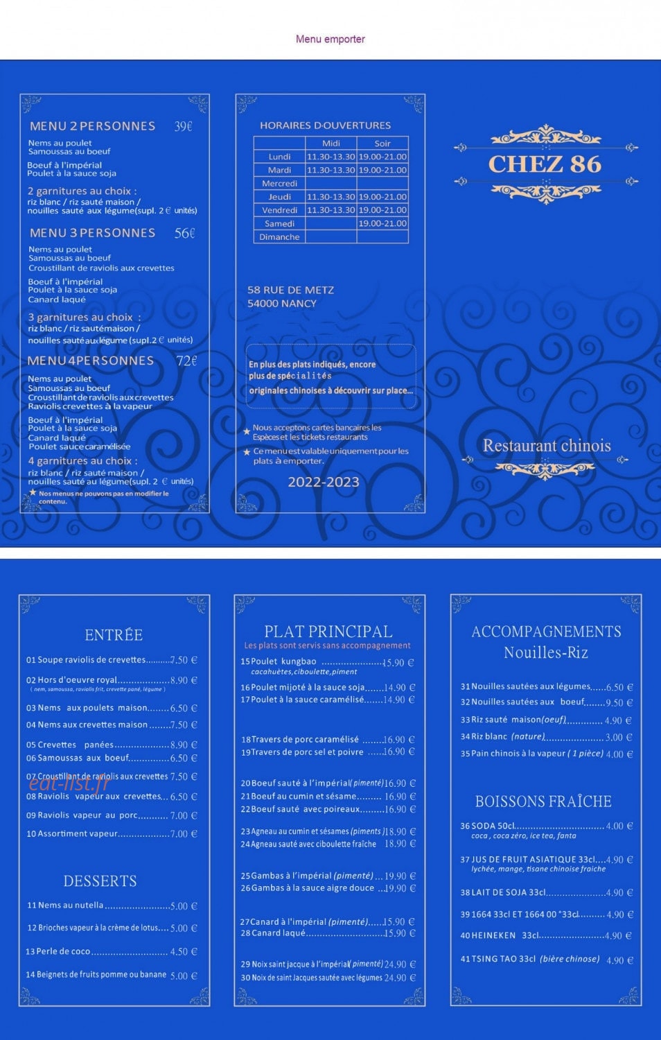 Chez 86 — carte page 2