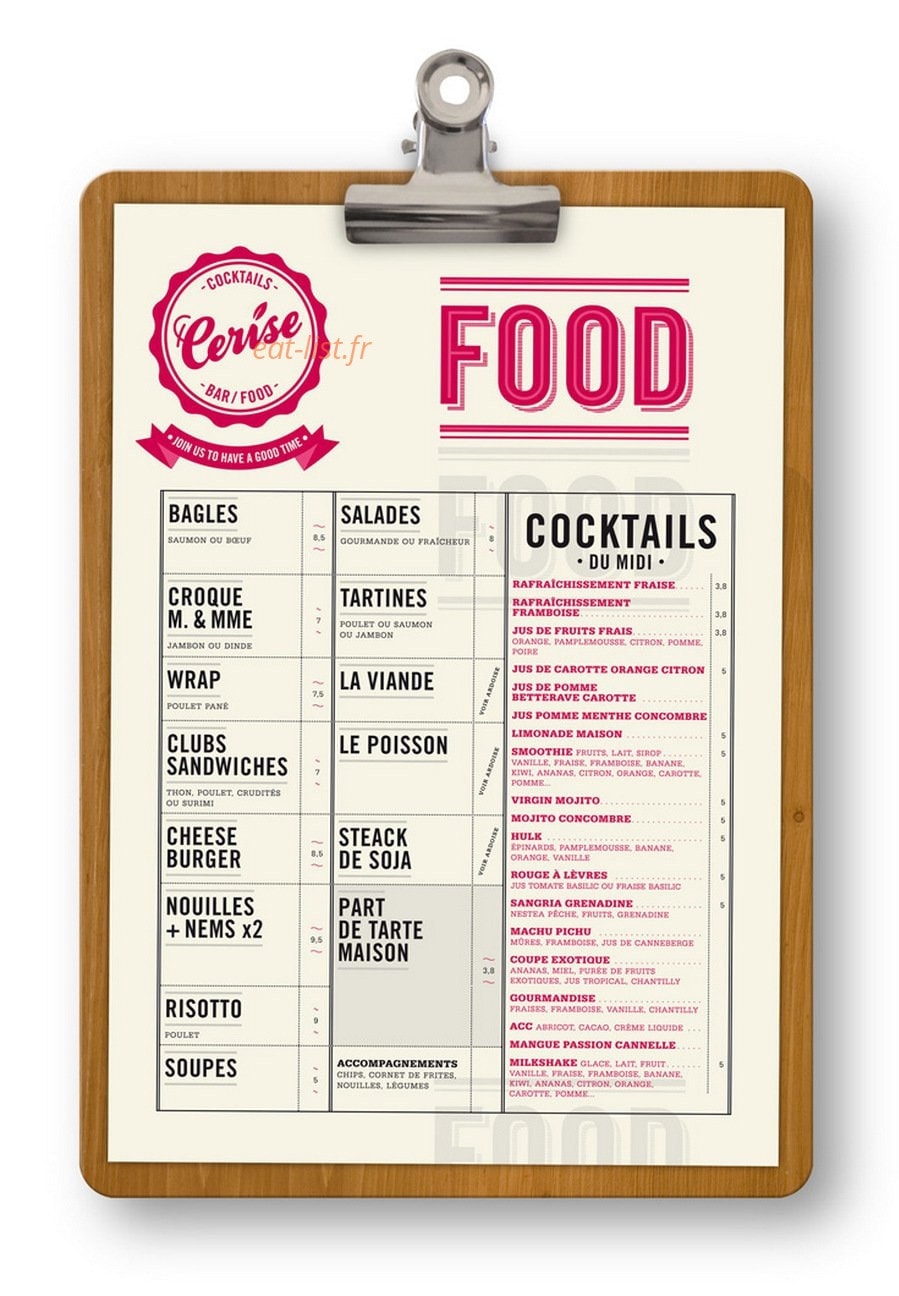 Chez Cerise — carte page 1