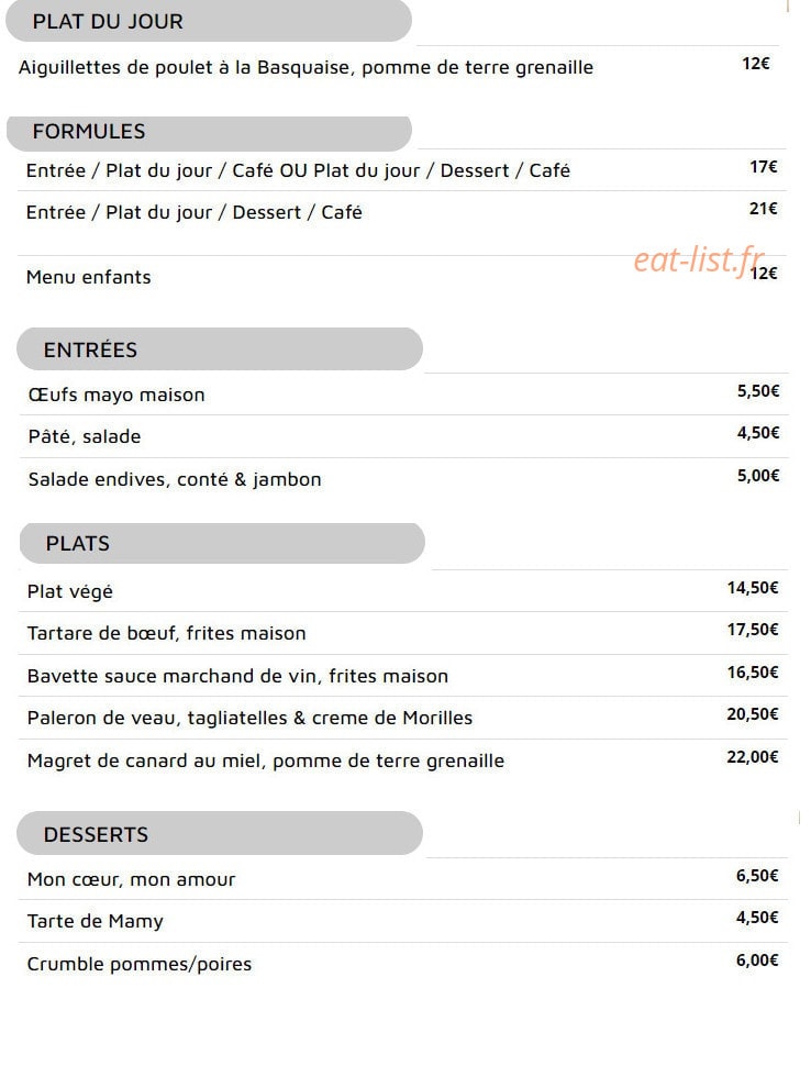 Chez Jane & Serge — carte page 1