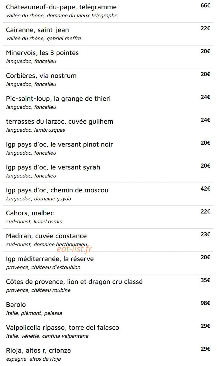 Chez Jane & Serge — carte page 12