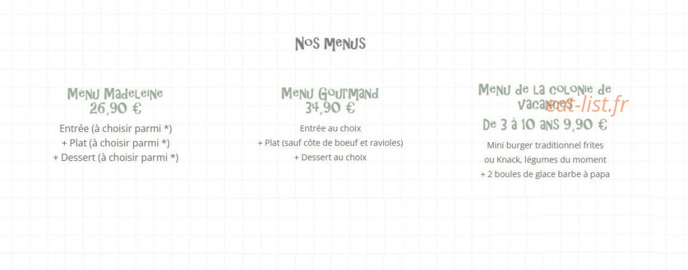 Chez Madeleine — carte page 1