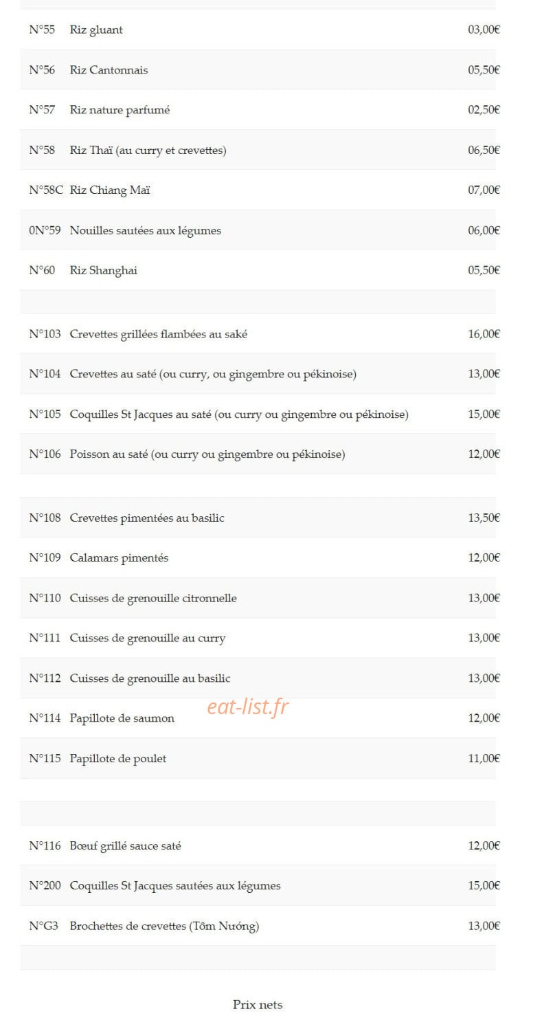 Chez Xuan — carte page 4