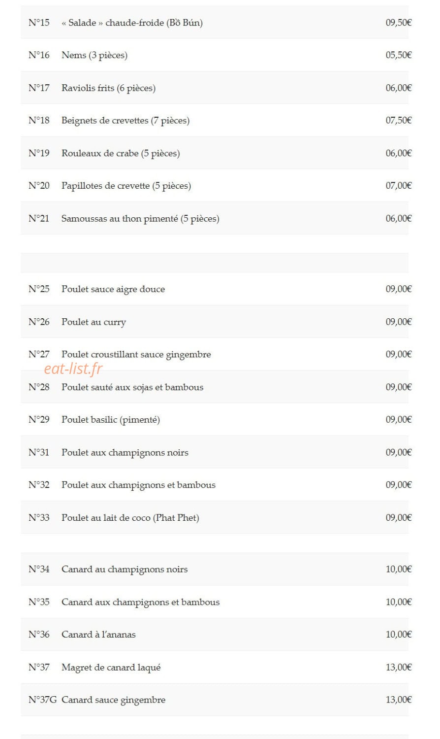 Chez Xuan — carte page 2
